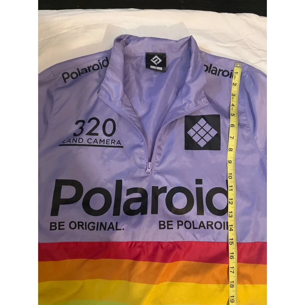 Polaroid Rainbow Windbreaker Jacket Purple 320 Land Camera Logo Pullover‎ XL